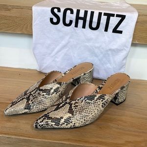 Schutz Snake Print Mules